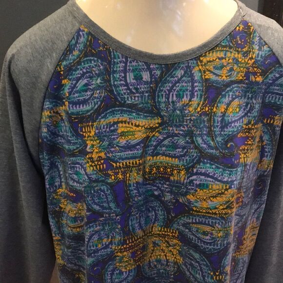 LuLaRoe Randy violet/orange/teal/gray top, large - Picture 2 of 4